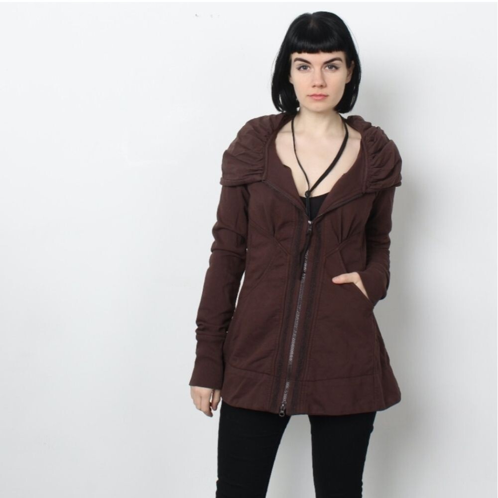 Prairie Underground Full Zip Mid Victorian hoodie jacket chocolate brown Medium